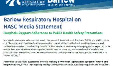 Barlow Respiratory Hospital on HASC Media Statement